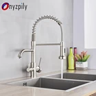 Матовый кран с фильтром Onyzpily, латунный кухонный смеситель для очистки воды, выдвижной смеситель с вращением на 360 градусов, Двойные режимы