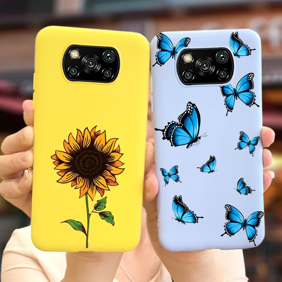 Чехол для Xiaomi Poco X3 NFC мягкие силиконовые чехлы с изображением бабочек в виде