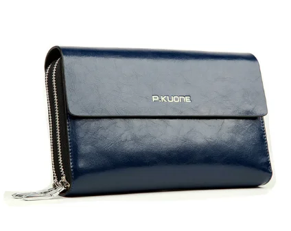 Мужской клатч P.KUONE из натуральной кожи двухслойный бумажник вощеная Сумочка