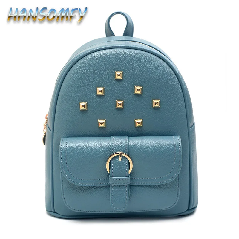 Женский кожаный рюкзак с заклепками модные школьные ранцы для девочек