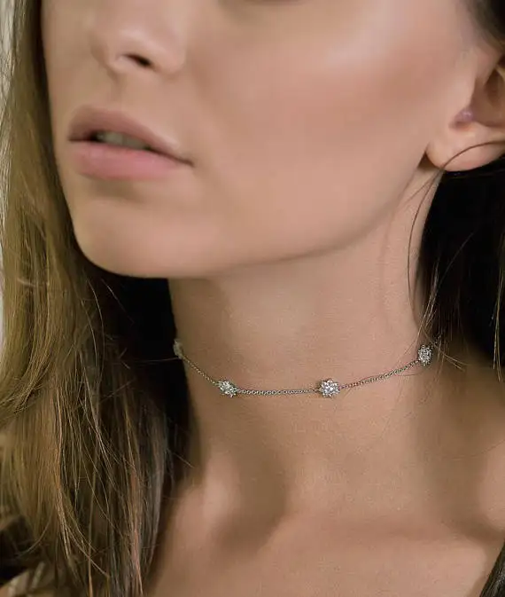 Женское ожерелье из серебра 925 пробы с фианитом|designer necklace|necklace anecklace designer |