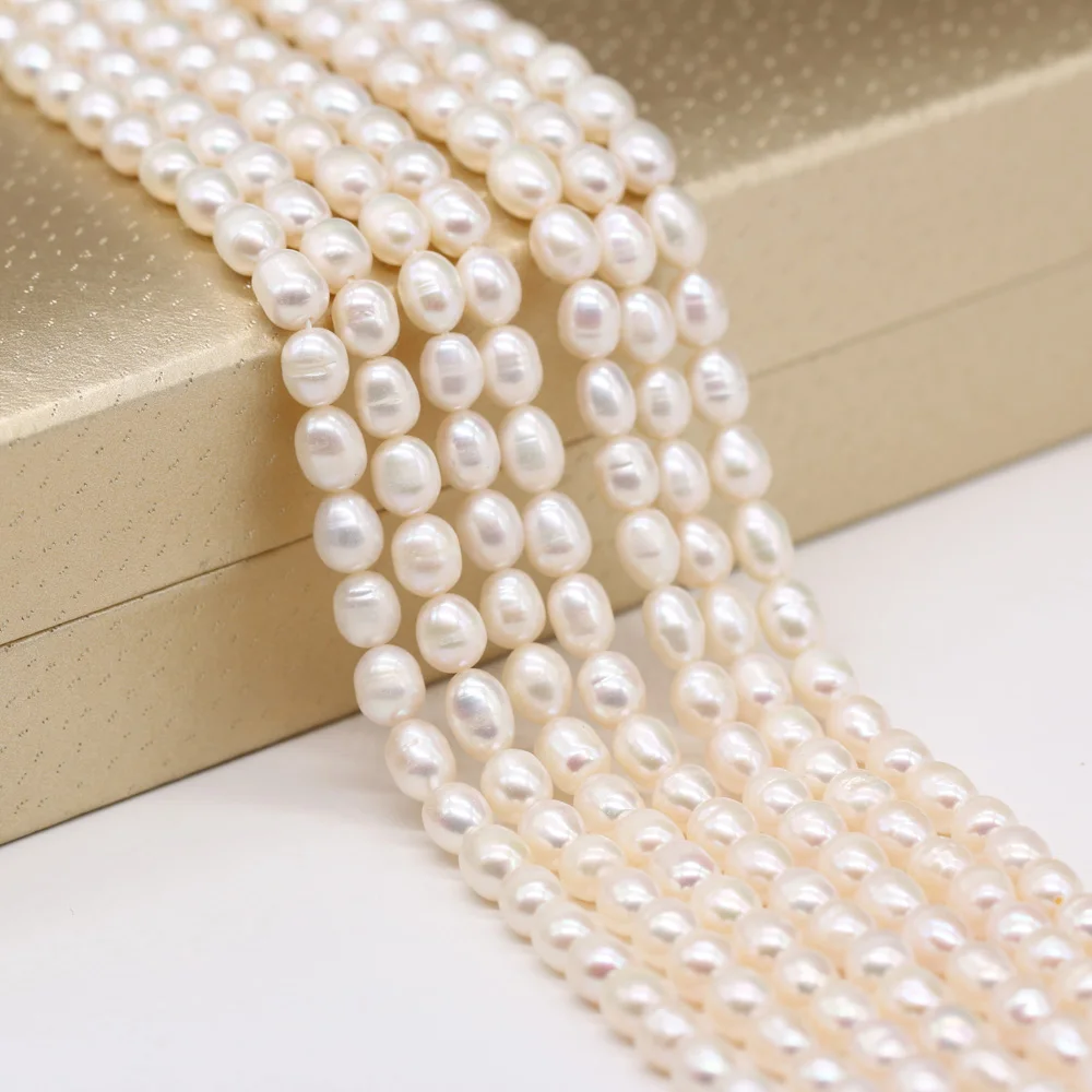 

High Quality AAA Natural Freshwater Rice-shaped Lady Beaded DIY Exquisite Necklace Bracelet Jewelry Gift Making Wholesale 6-7mm
