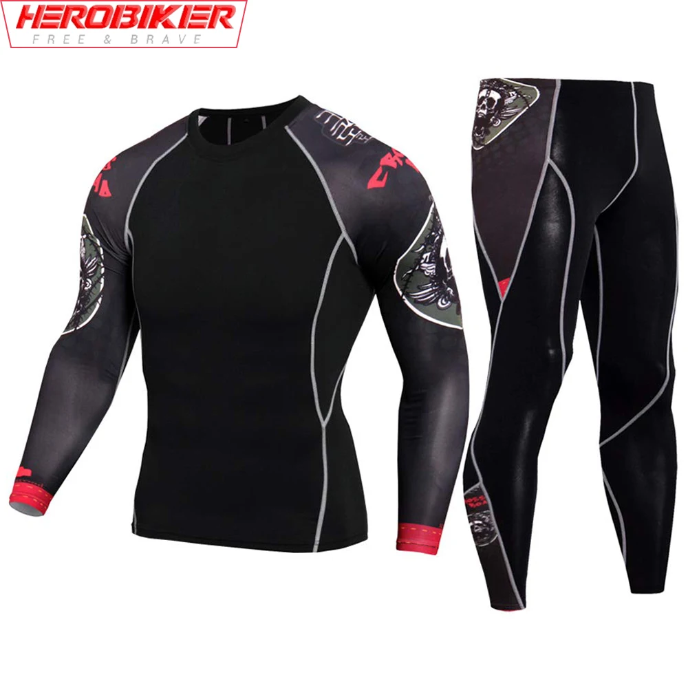 

Men's Workout Set Compression Set Motorcycle Motocross Offroad Suit Base Layer Suit Quick Dry Moisture-Wicking Sports Tight