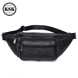 black 861 Мужская сумка на талию, сумка из натуральной кожи, поясная сумка, Кожаная поясная сумка для мужчин, модные роскошные мужские маленькие сумки на плечо KSK - Цвет: black 861