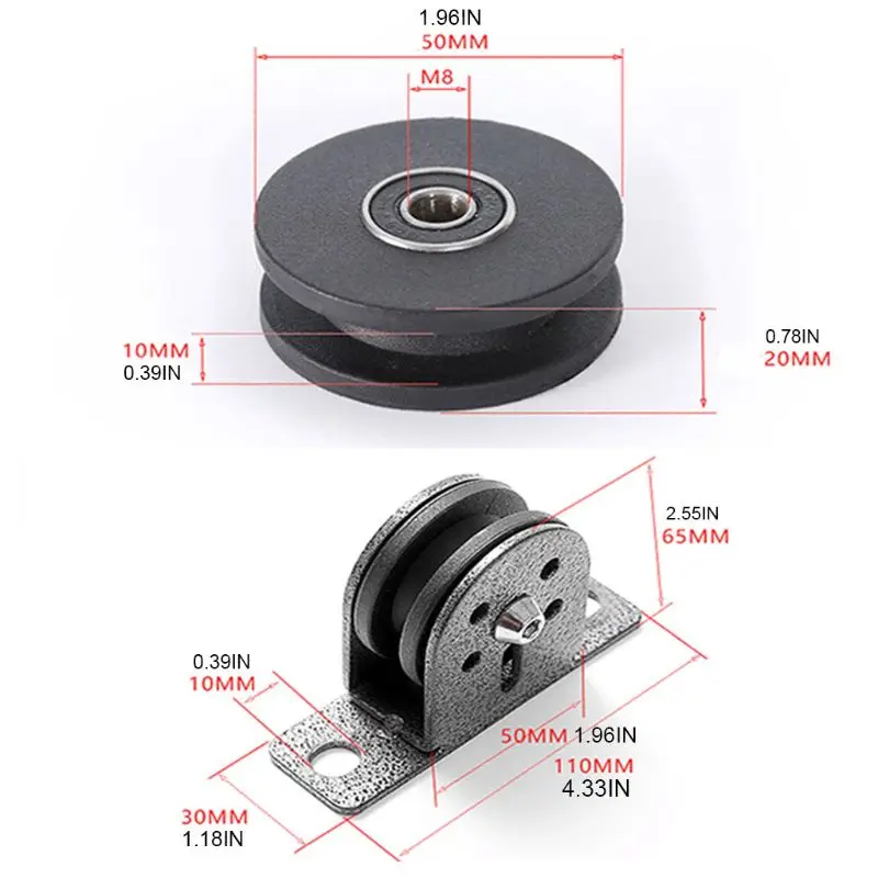 

Fitness Mute Silent Bearing Pulley U-Grooved Wheel for Lifting Workout DIY Equipment Home Gym Sport Accessory