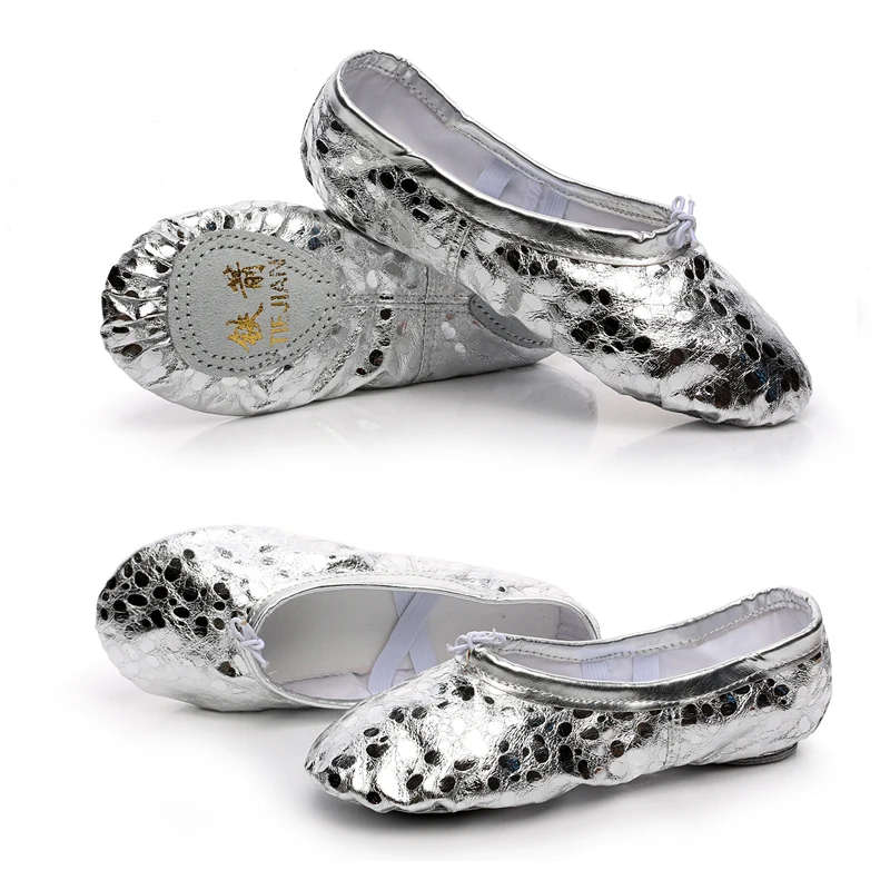 Женская обувь для танцев дышащие туфли из искусственной кожи с блестками