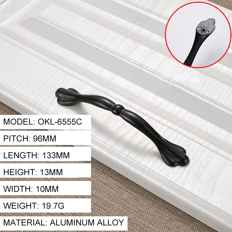 Новый Модный стильный черный шкаф с ручками из твердого алюминиевого сплава для