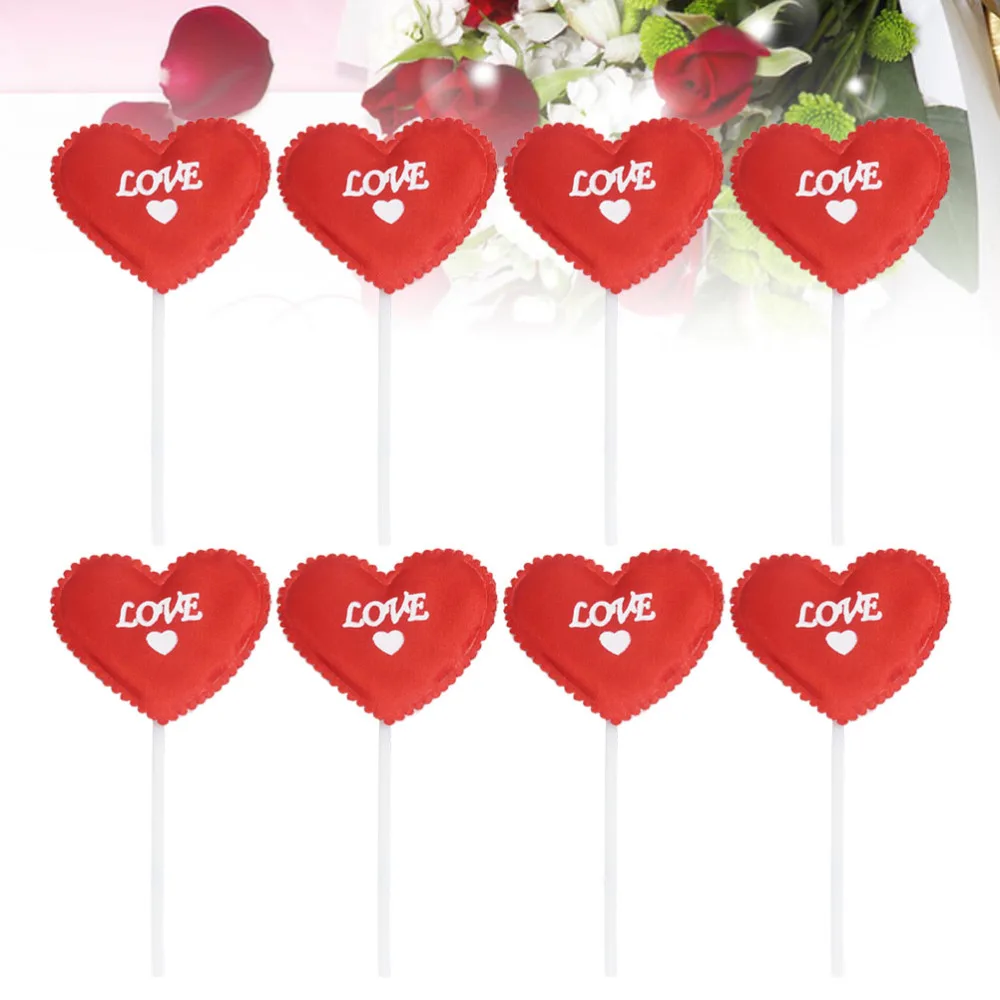

24PCS Fashion Heart Shape Cake Toppers LOVE Cake Ornaments Romantic Valentine's Day Cake Picks for Wedding Party Decoration