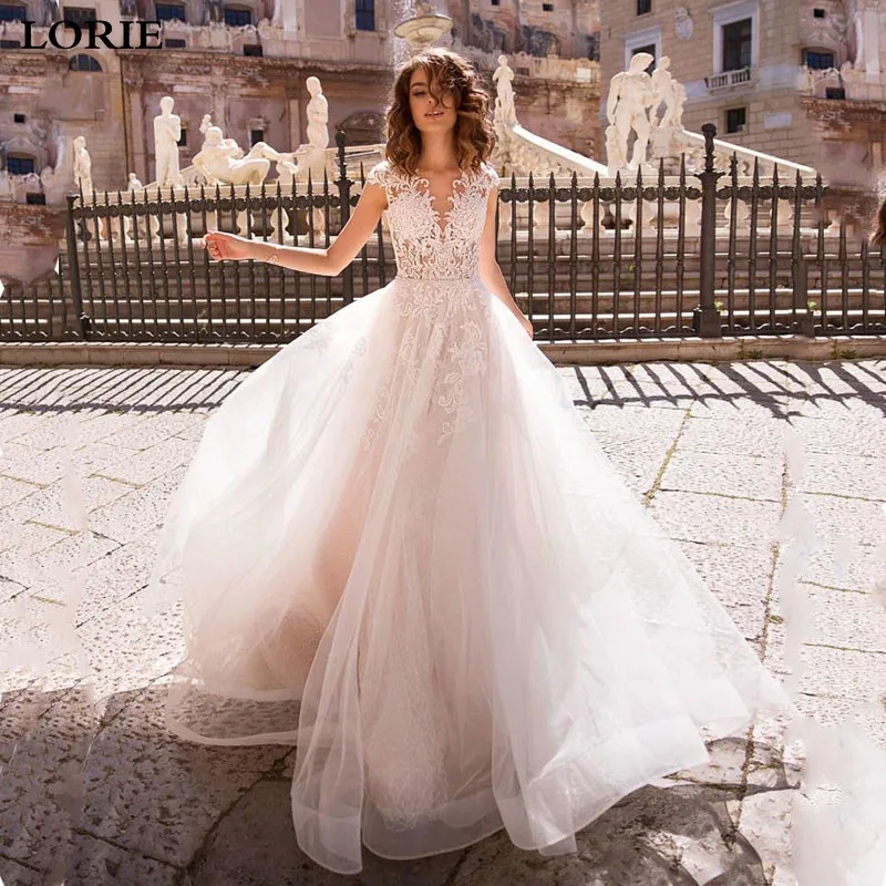 Свадебное платье принцессы LORIE модель 2019 с рукавом крылышком свадебные
