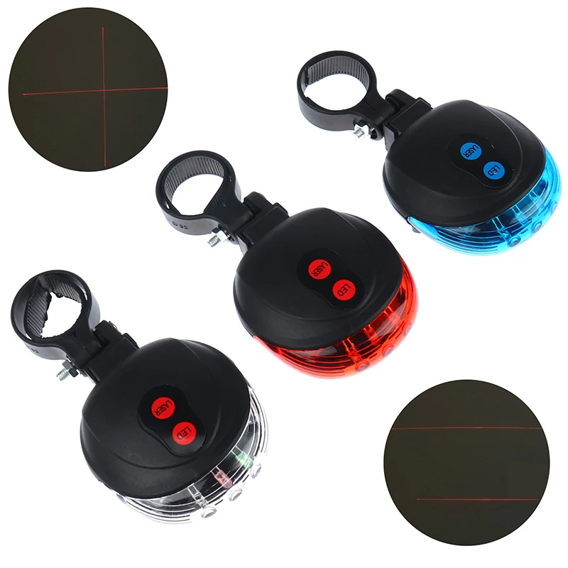

Night Mountain Bike LED Rear Tail Light Safety Warning Light 5 LED And 2 Laser