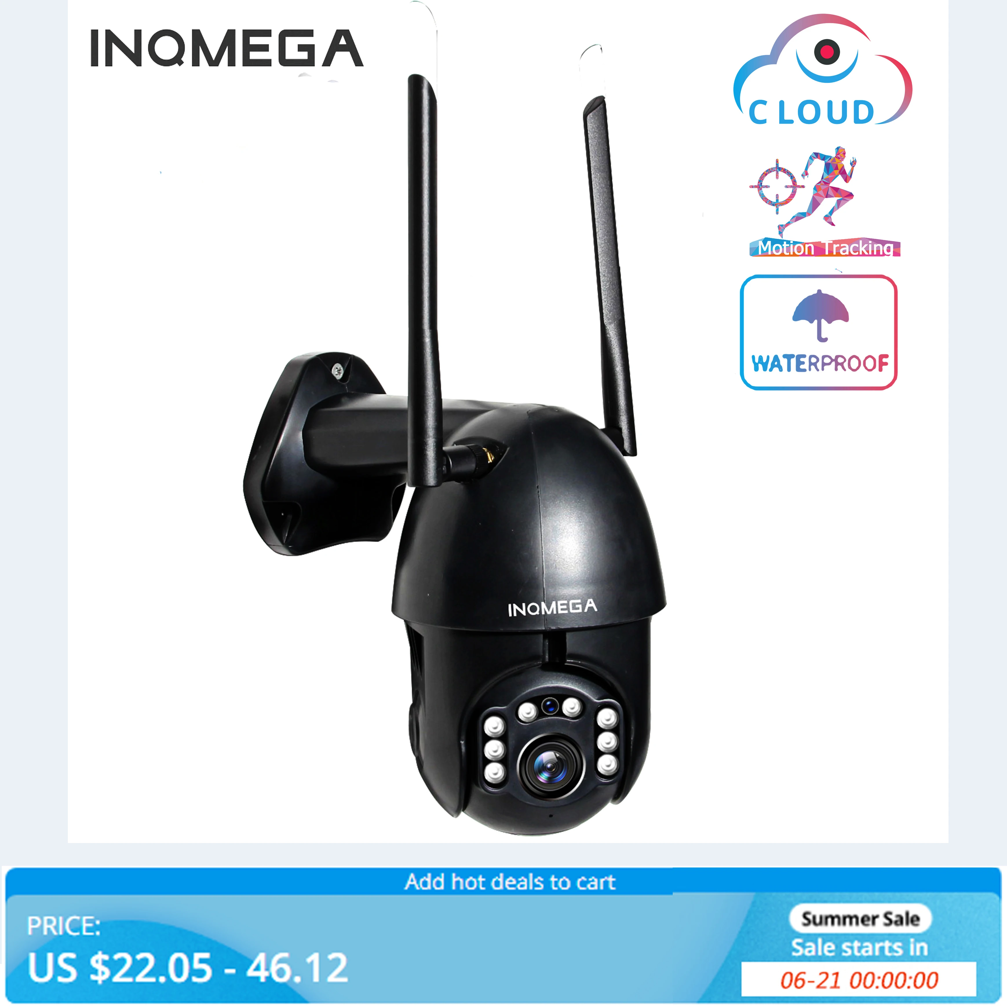 

INQMEGA WiFi 1080P IP Camera Wireless Auto tracking PTZ Speed Dome Camera Outdoor CCTV Security Surveillance Waterproof Camera