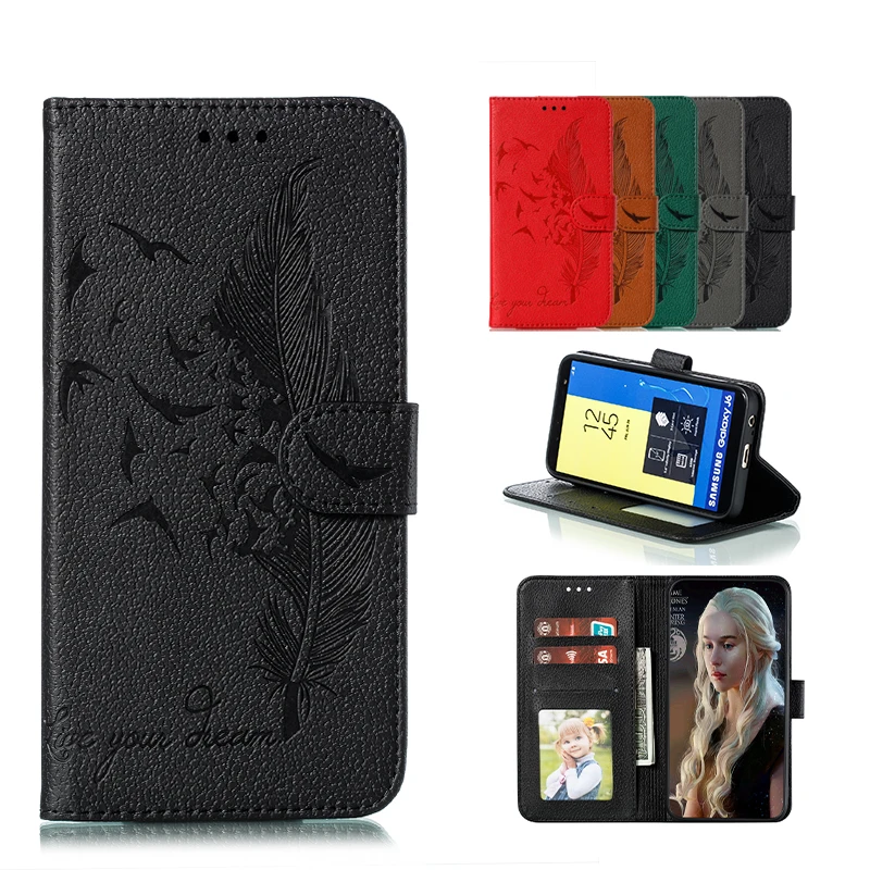 

Pure Color Ultra Thin Flip Leather Phone Case For Samsung Galaxy J4 J6 J8 J400 J415 PLUS Prime Bracket Card Slot Wallet Cases