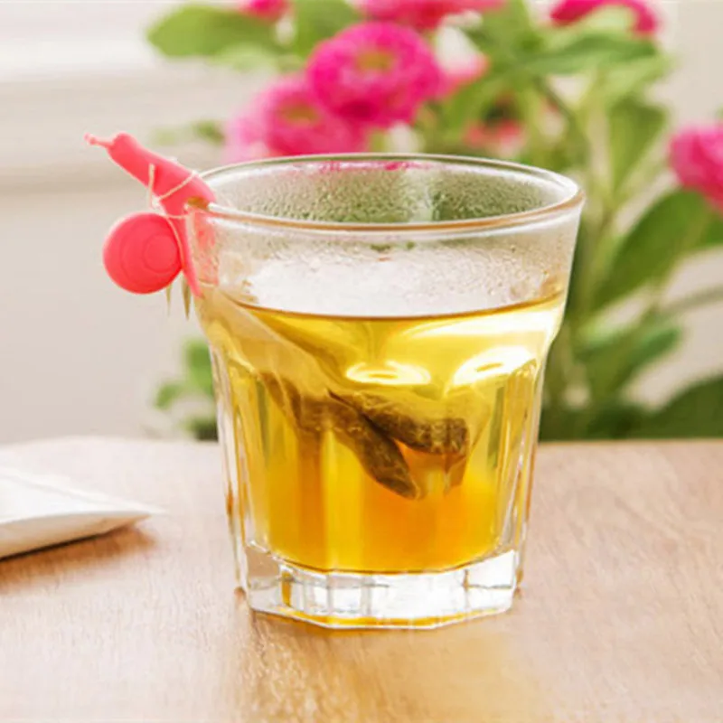 10Pcs/lot Cup Mug Candy Colors Gift Set Good Tea Tools Random Color Cute Snail Shape Silicone Bag Holder | Дом и сад