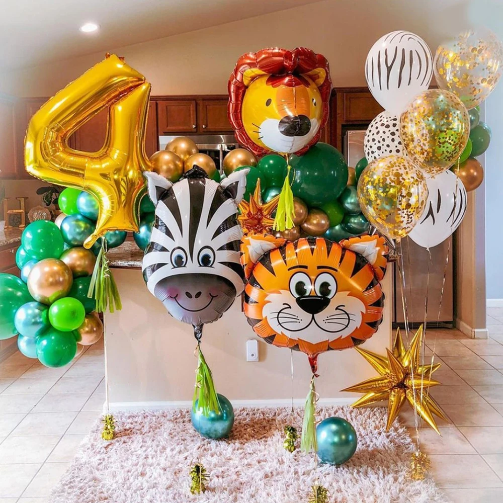 1 шт. джунгли животные тигр Лев Обезьяна зебра жираф корова воздушные гелиевые