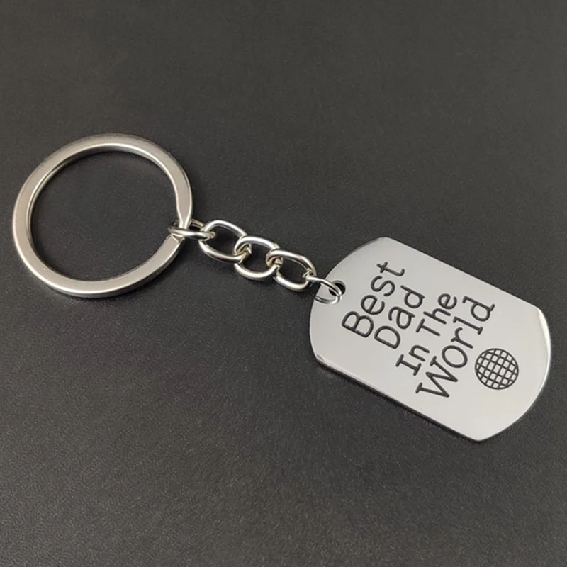 

Letter Best Dad In The World Pendant Keychain Key Chain Father's Day Gift Family Jewelry Men's Car Key Holder Present For Dad