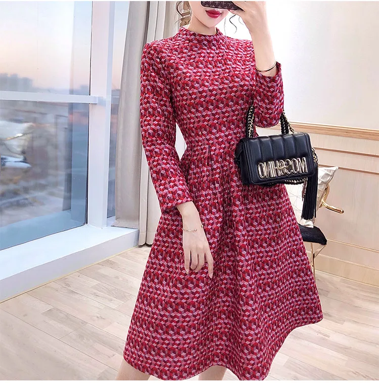 Tingfly винтажные элегантные жаккардовые трапециевидные платья женские модные