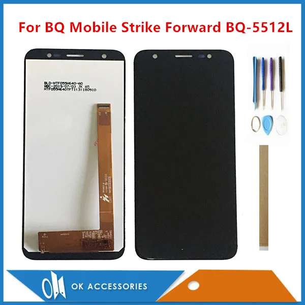 5,4" для BQ мобильный BQ-5512L Strike Forward BQ5512L ЖК-дисплей+ сенсорный экран Digiziter сборка белый черный с инструментами лента