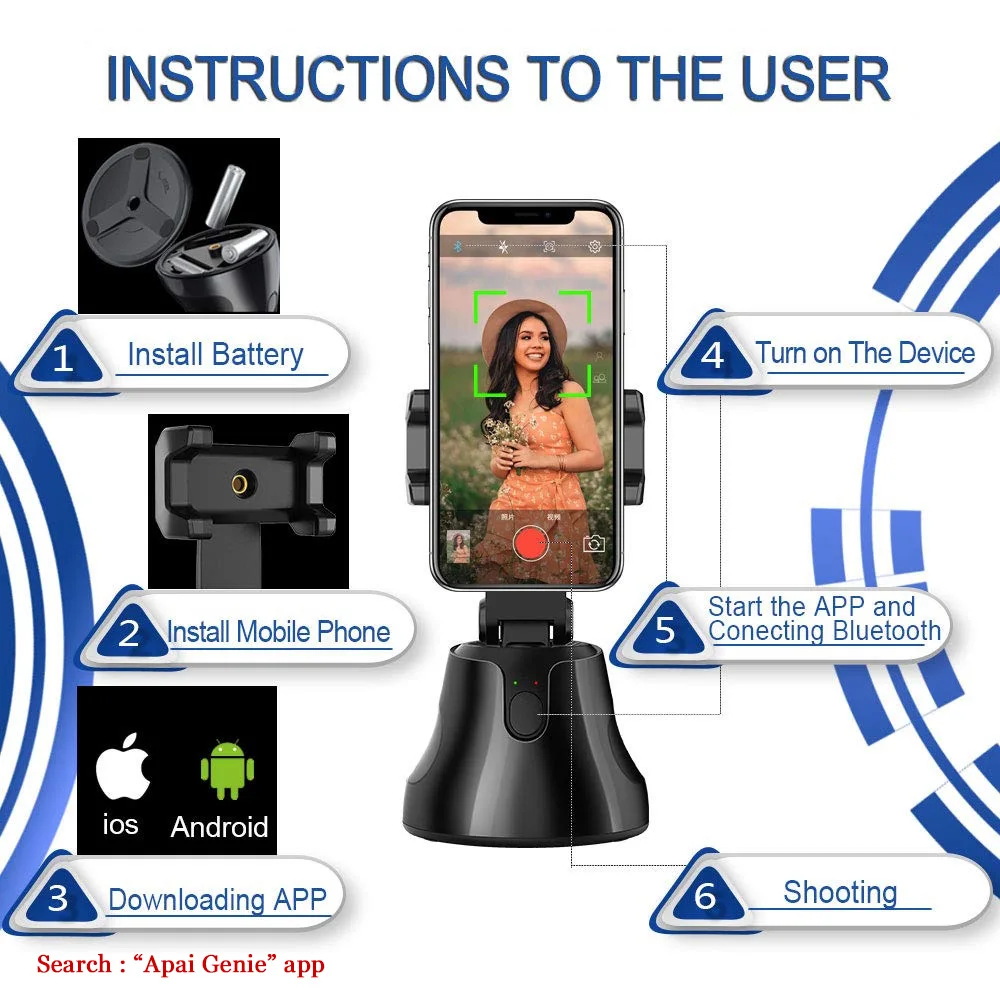 Apai Genie 360 вращающийся Штатив для отслеживания лица/селфи палка поддержка объекта