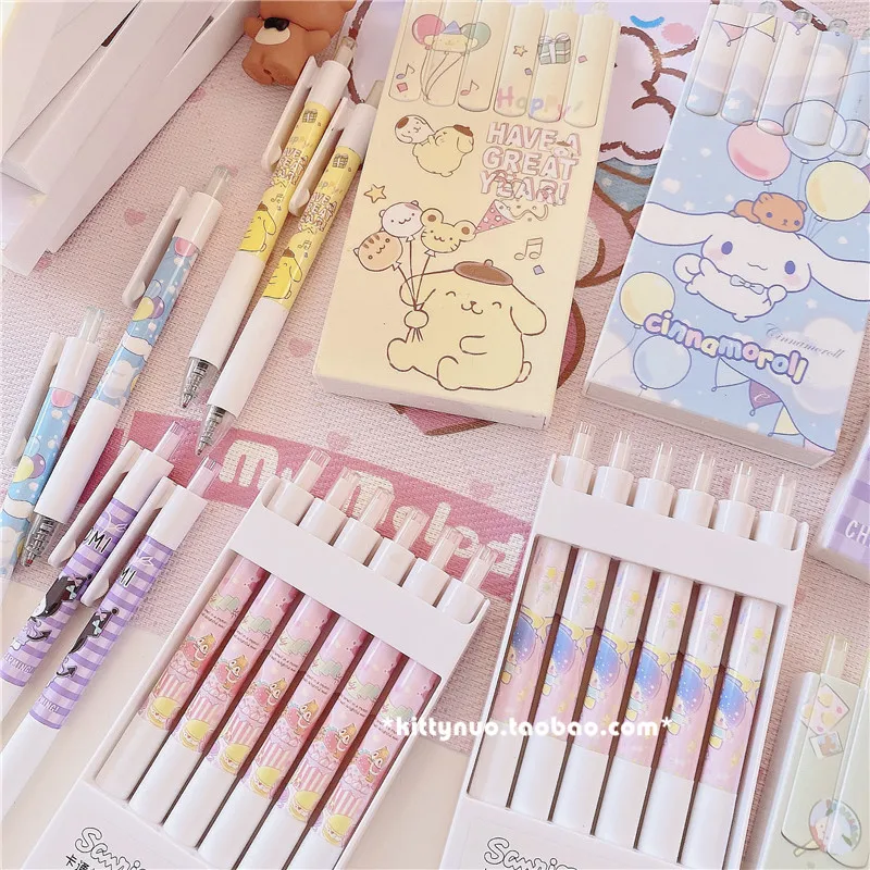 4pcs/lot Cute Cartoon Anime Printed Gel Pen 0.5mm Black Ink for School Kids Writing Stationary Tools Office Supplies | Канцтовары для