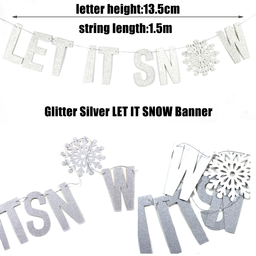 Let it Snow Party Decorations Lanterns Balloons Photo props Banner Winter Wonderland Snowflake Christmas Decor