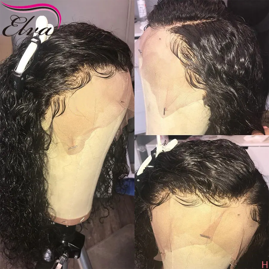 Elva волосы 150% полные кружевные человеческие парики кудрявые Remy Предварительно