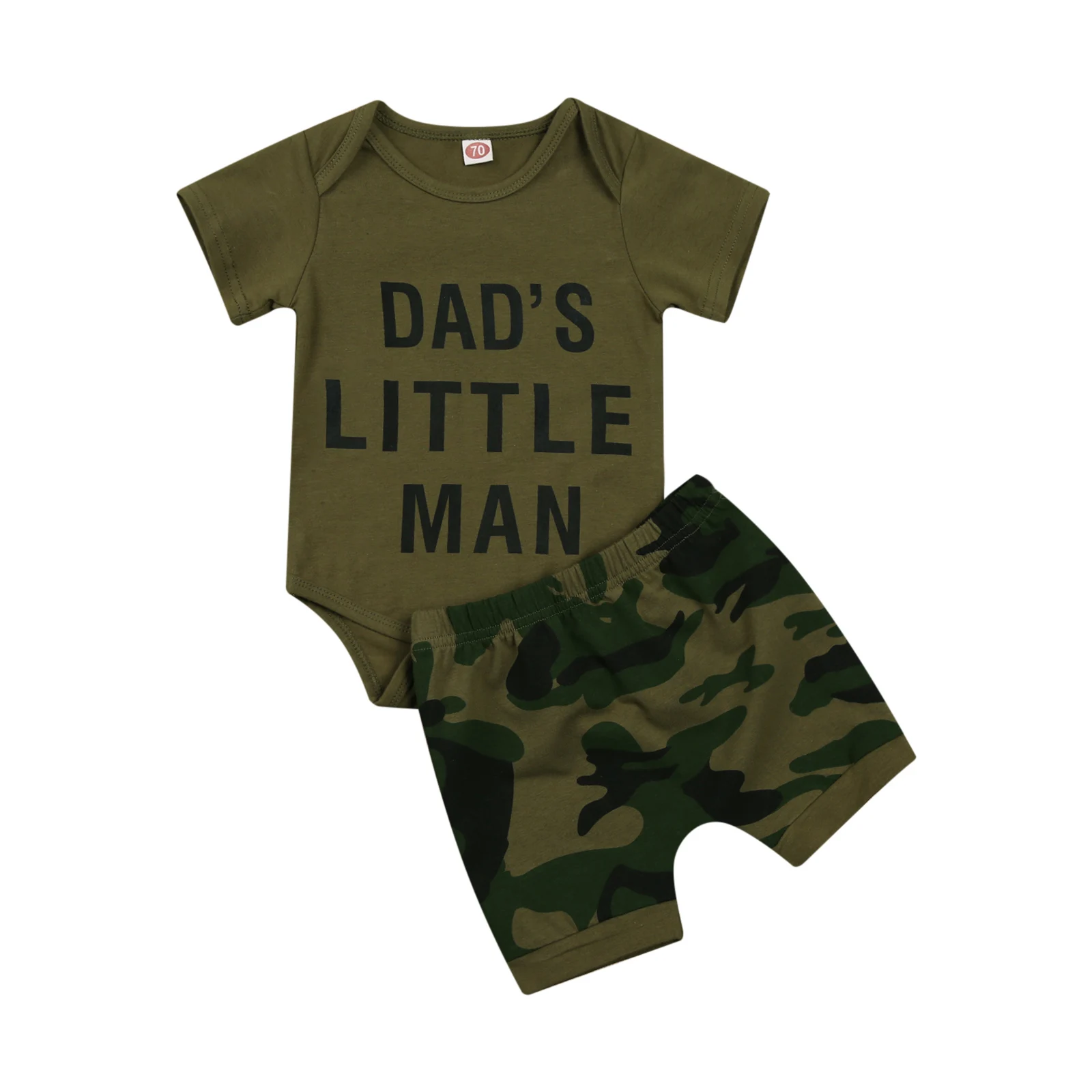 

Baby Boy's Clothing Set Letter Print Short Sleeve Romper and Camouflage Shorts Two-Piece Suit for Birthday Party