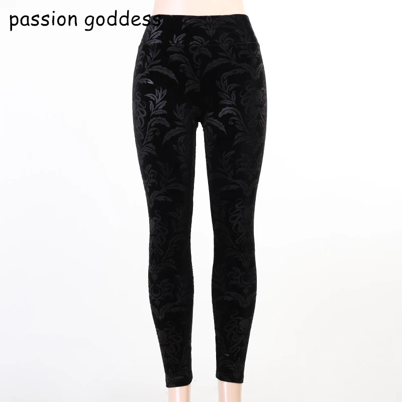 

New Fashion Dark Gothic Sexy Women High Waist Ankle-Length Long Cotton Leggings Booty Lifting Stretchy Black Hot Pants Mall Goth