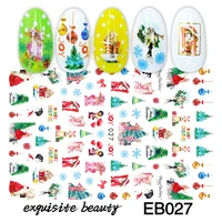 christmas tree and flowers nail stickers santa claus nail stickers design diy nail stickers decoration accessories 10pcs