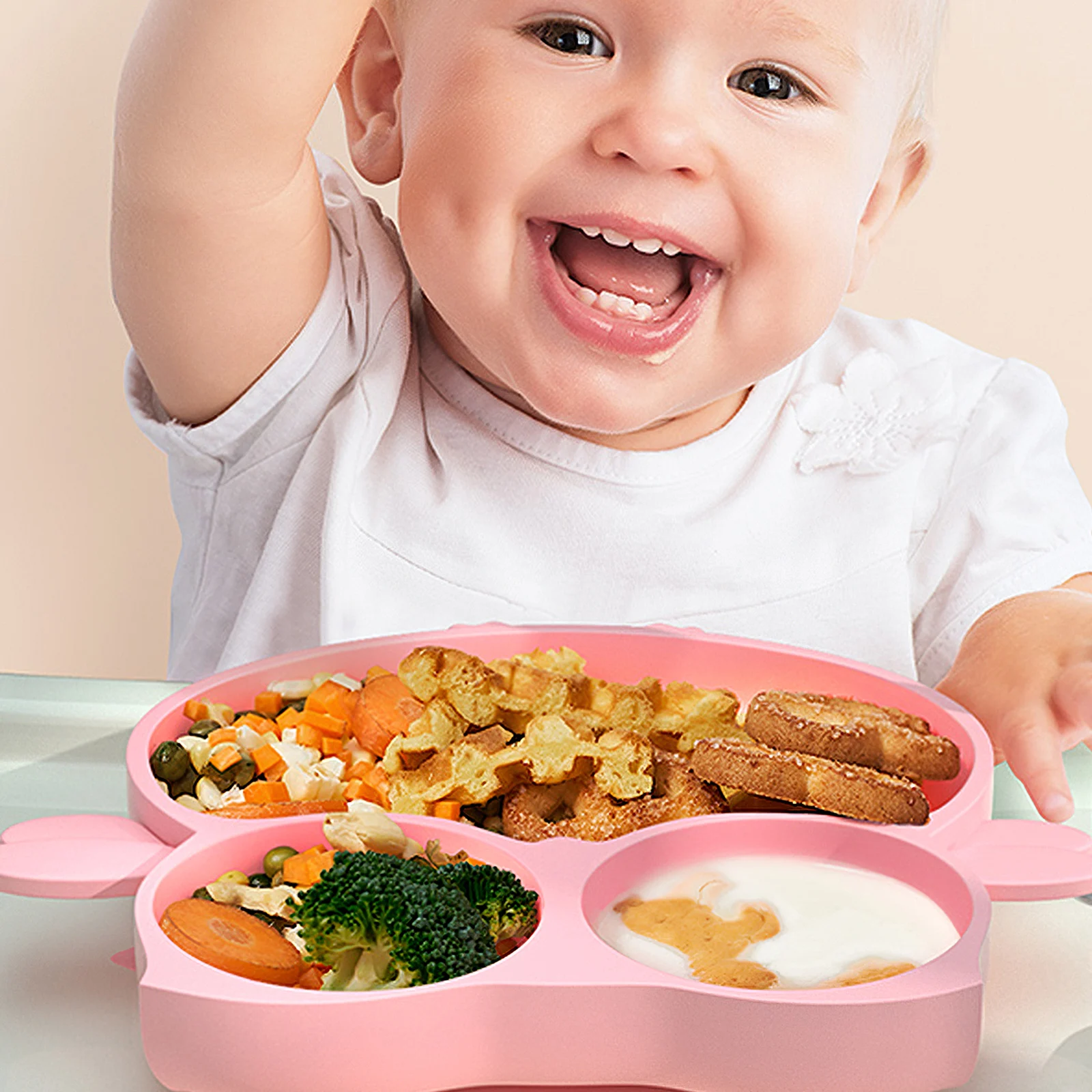 

Plate for Kids with Silicone Baby Bowl Suction BPA Free Feeding Baby Tableware Children Dining Dishes