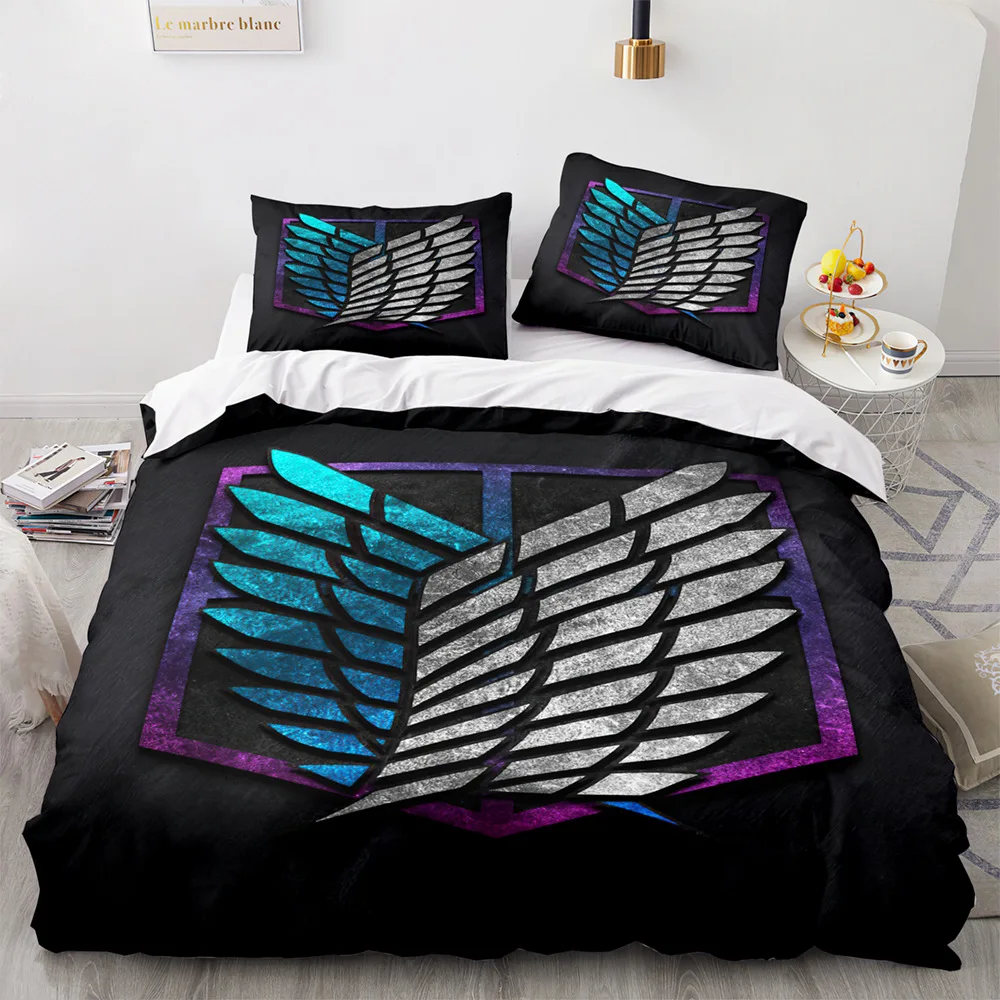 

Attack On Titan 3D Print Comforter Bedding Set Kids Adult Anime Duvet Cover Set Bed Home Gift Bed Linen single King Double Size