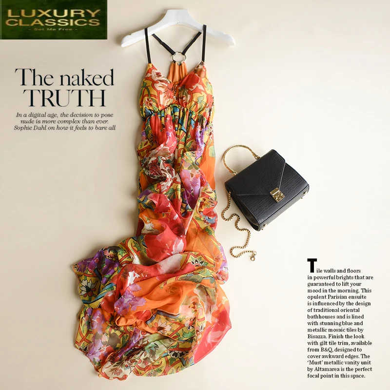 

Dress Summer Women Boho 100% Real Silk Dresses Elegant Sexy Strapless Beach Evening Party Dresses Maxi Vestidos Ropa Mujer W2795