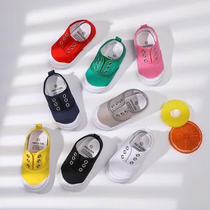 Парусиновые туфли для мальчиков и девочек, повседневная однотонная Нескользящая дышащая обувь, на весну