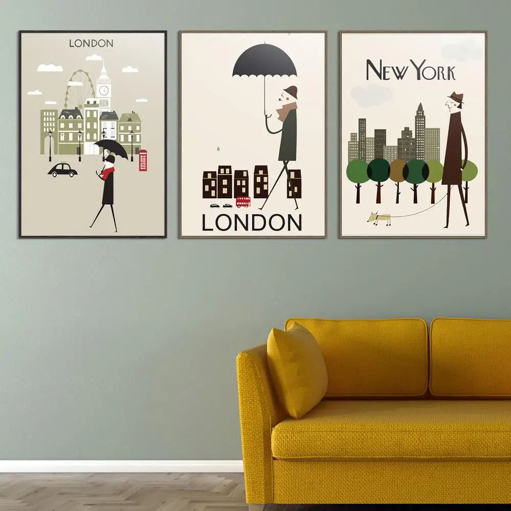 Скандинавском стиле город Лондон Париж Рим Нью Йорк без рамы картины маслом