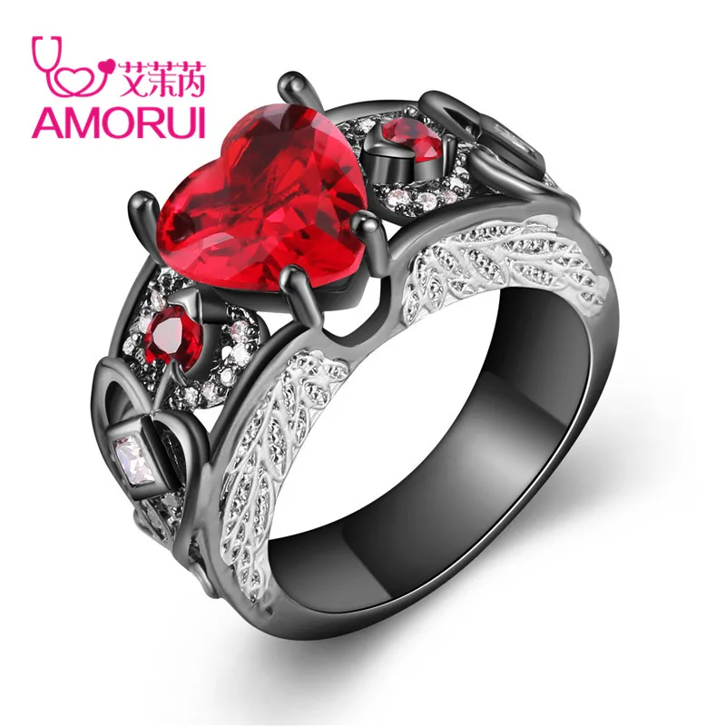 AMORUI Крылья Ангела Кольцо из белого золота для дам/Женская мода AAA Циркон Камень