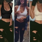 Женский короткий топ без рукавов, с круглым вырезом, с открытой спиной