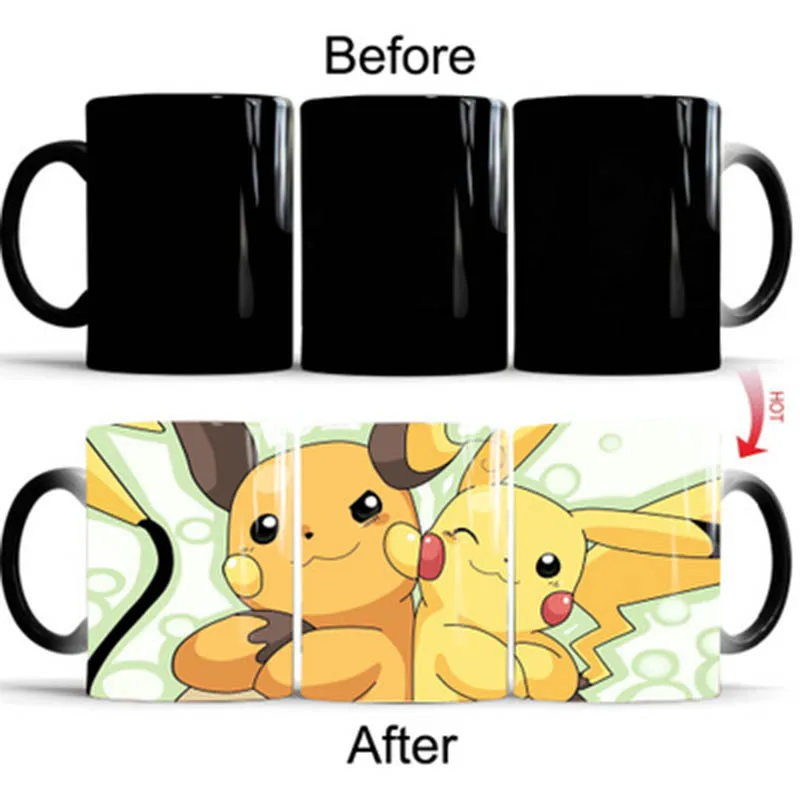 Style C Mug Новая 1 шт. 350 мл детектива Пикачу волшебная кружка для кофе 7 видов стилей мультфильм дети Подарочная кружка изменение цвета чашка для молока, чая Прямая - Цвет: Style C Mug