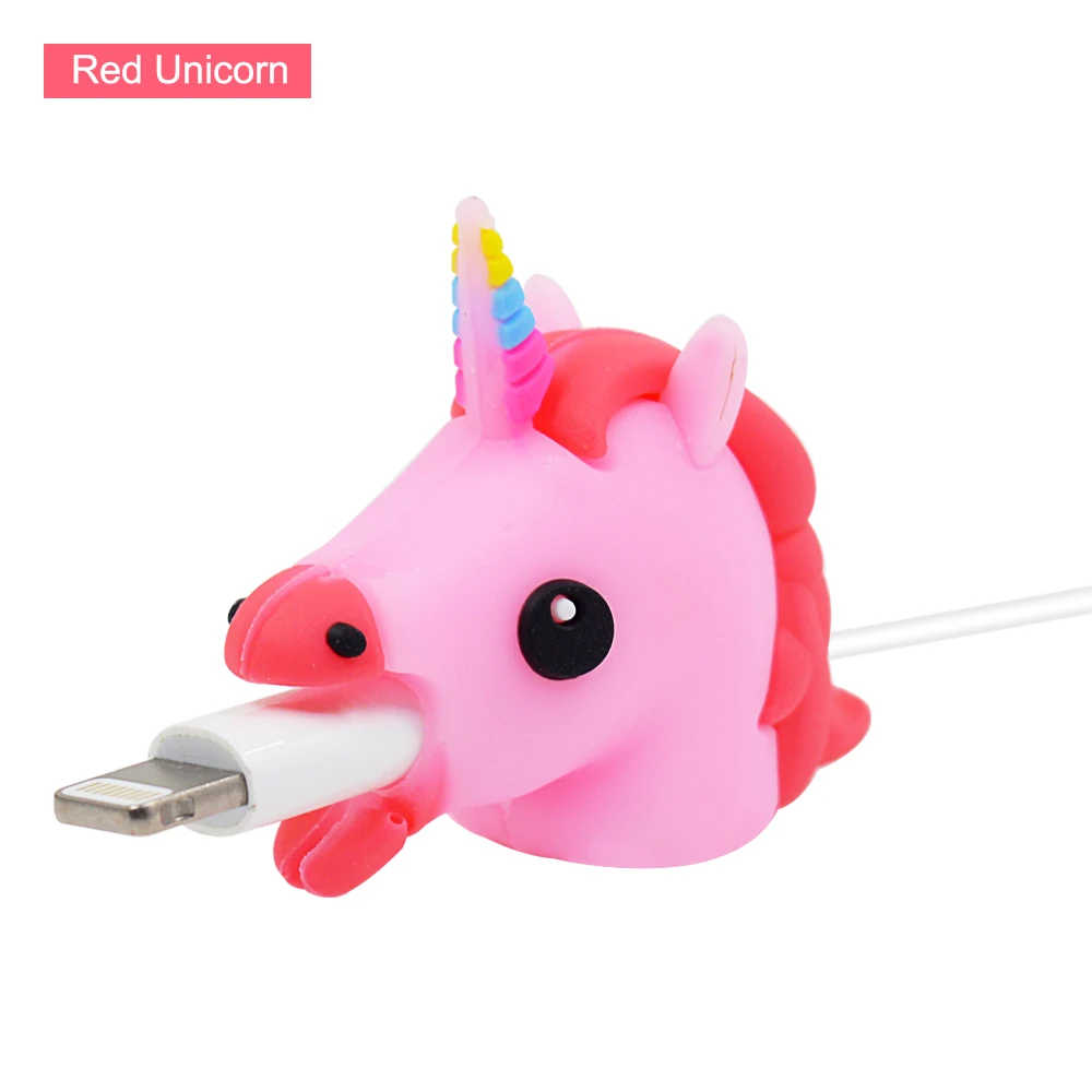 RedUnicorn Мультфильм милый Единорог кабель протектор данных сетевой шнур протектор защитный кабель укусы защитный чехол для кабеля для iPhone usb зарядный кабель - Цвет: RedUnicorn