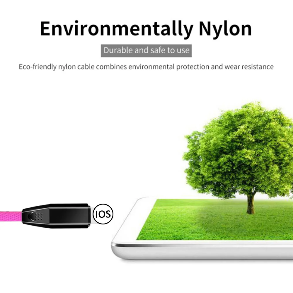 

Charging Cable Braided Nylon Fast Charge Wire 1m Mobile Phone High Speed Data Cable For Apple Series Smartphones