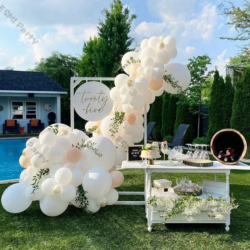 Boho White Balloon Garland Arch Kit Wedding Decoration Cream Peach Latex Balons Set Birthday Party Baby Shower Decor Accessory
