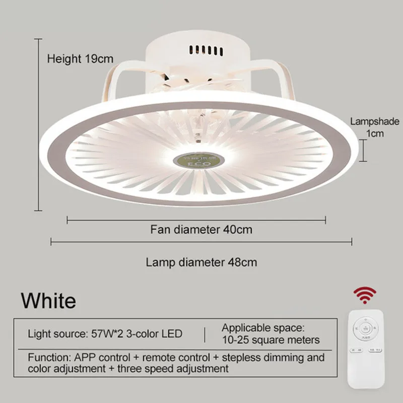 

Modern LED Ceiling Fan With Light App and remote Control Mute 3-Wind Adjustable Speed Dimmable Ceiling Light for living room