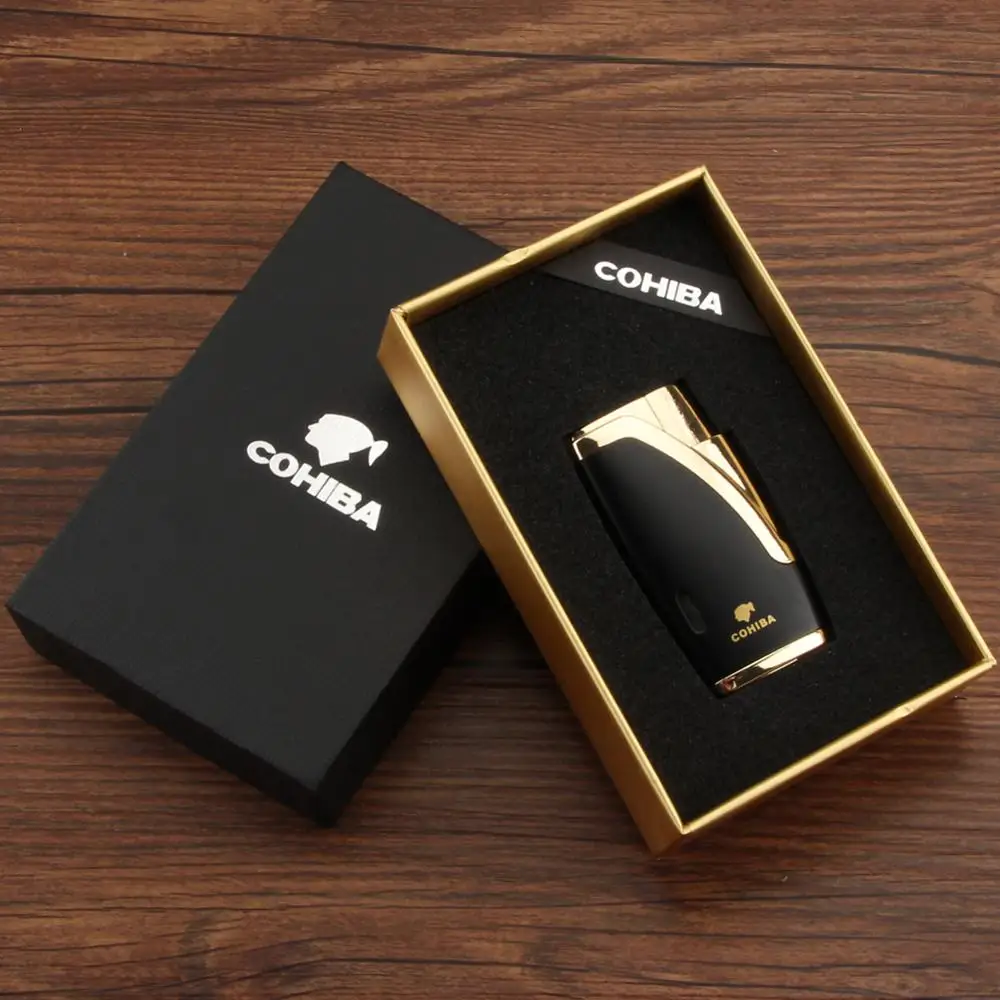 COHIBA металлическая зажигалка для сигар 2 фонарь Jet Flame Зажигалка сигарет
