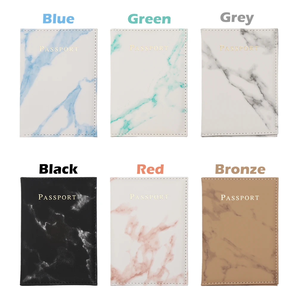 

Women Men Passport Cover Pu Leather Marble Style ID Credit Card Passport Holder Packet Wallet Purse Pouch Travel Cover Case
