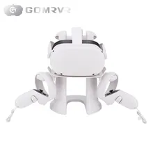 GOMRVR VR Headset and Touch Controllers Display Stand, Helmet & Handle Holder Mount Station for Oculus Quest 2 (White)