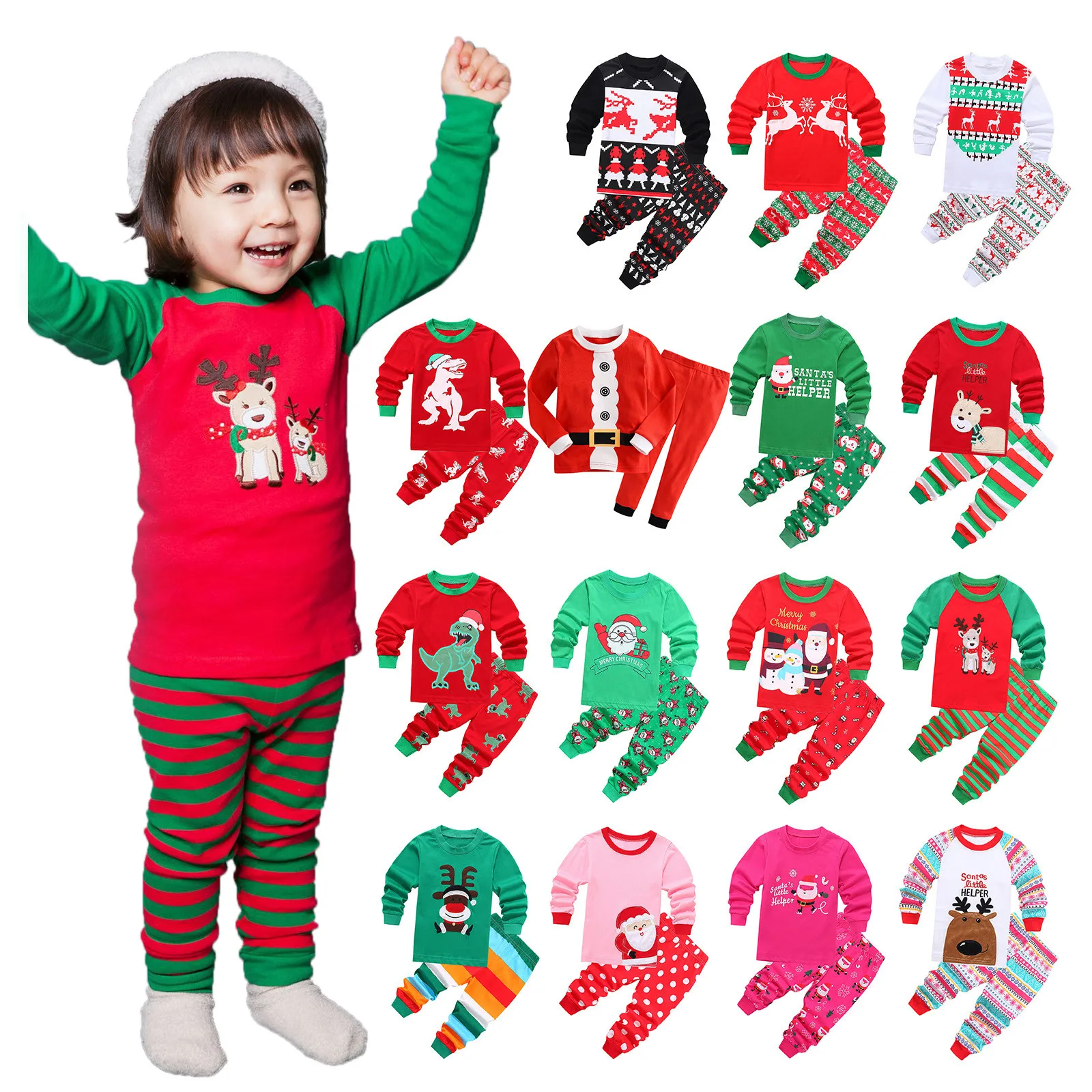 Christmas Baby Pajamas For Girls Boys Santa Claus XMAS Pajamas Set Cotton Pjs Toddler New Year Sleepwear Kids Clothes Casual Set