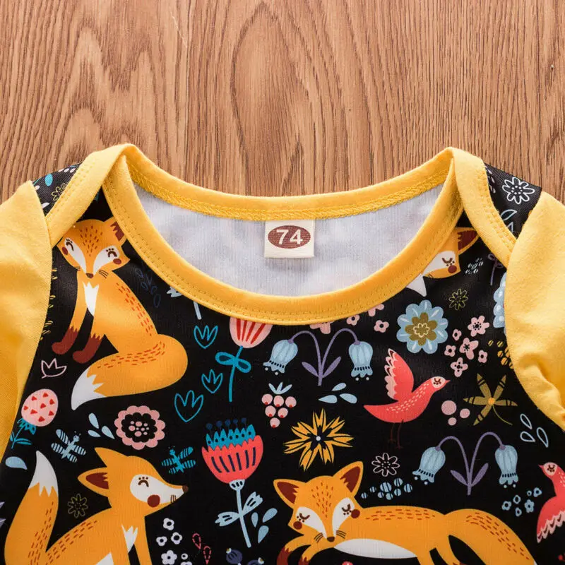 В наличии США Одежда для новорожденных мальчиков и девочек с милой лисой