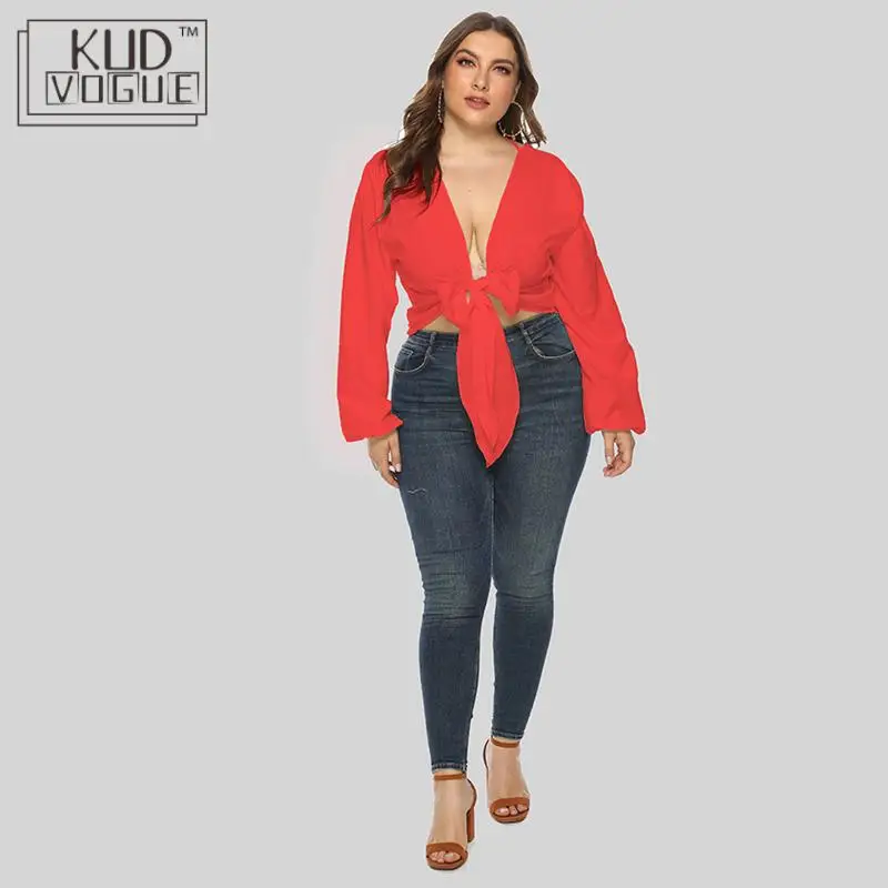 Женские топы и блузки размера плюс лето 2018 корейская мода Красная белая блузка с