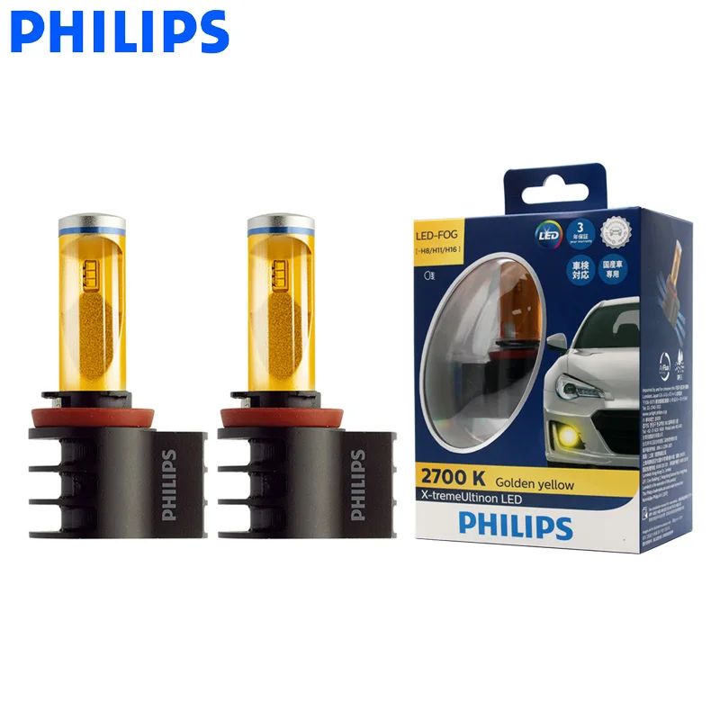 Philips светодиодный светильник H8 H11 H16 2700 к золотой желтый X treme Ultinon для любой погоды
