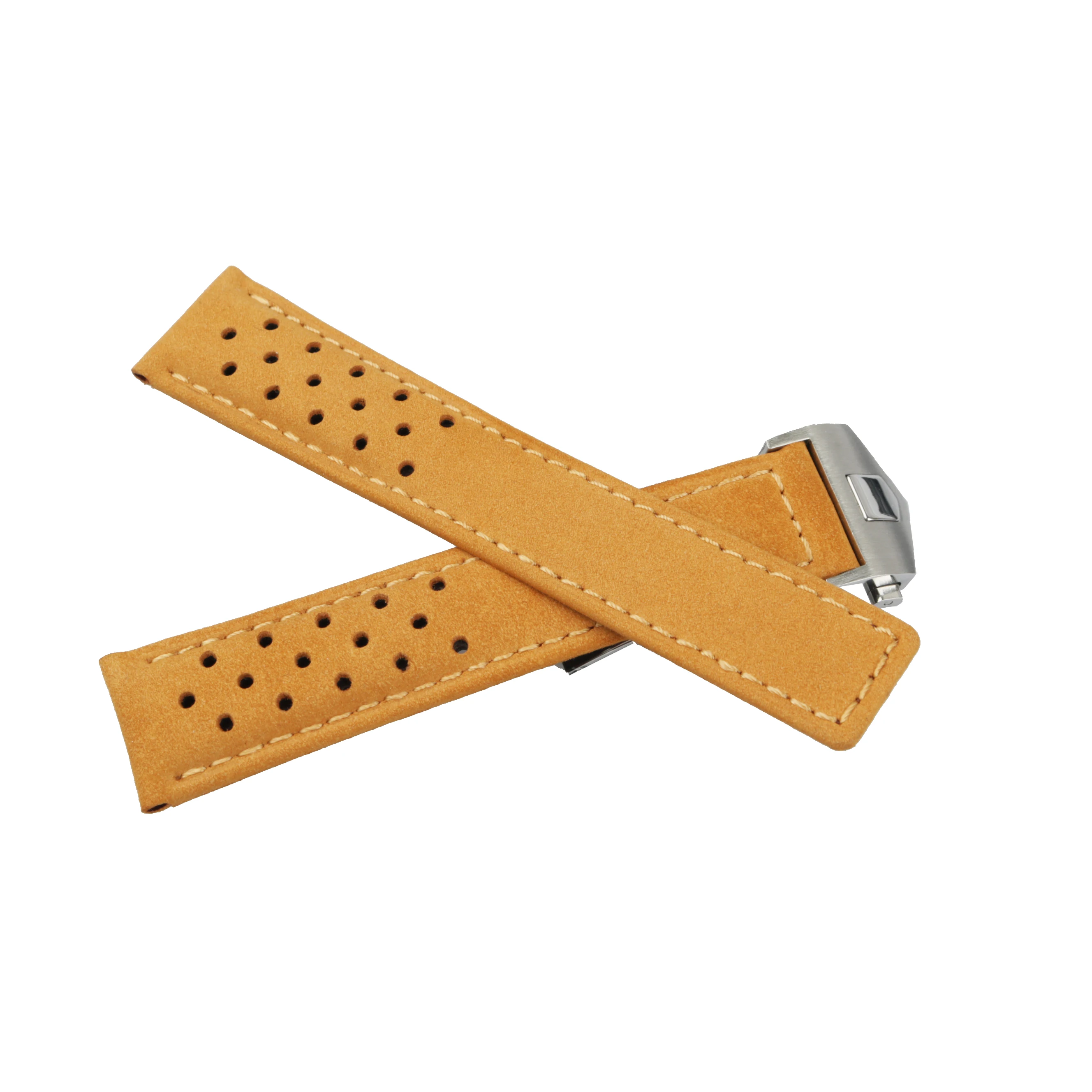 CARLYWET 20 22mm Light Brown Real Calf Leather Suede VINTAGE Replacement Wrist Leather Watch Band Strap With Clasp For Tag Heuer