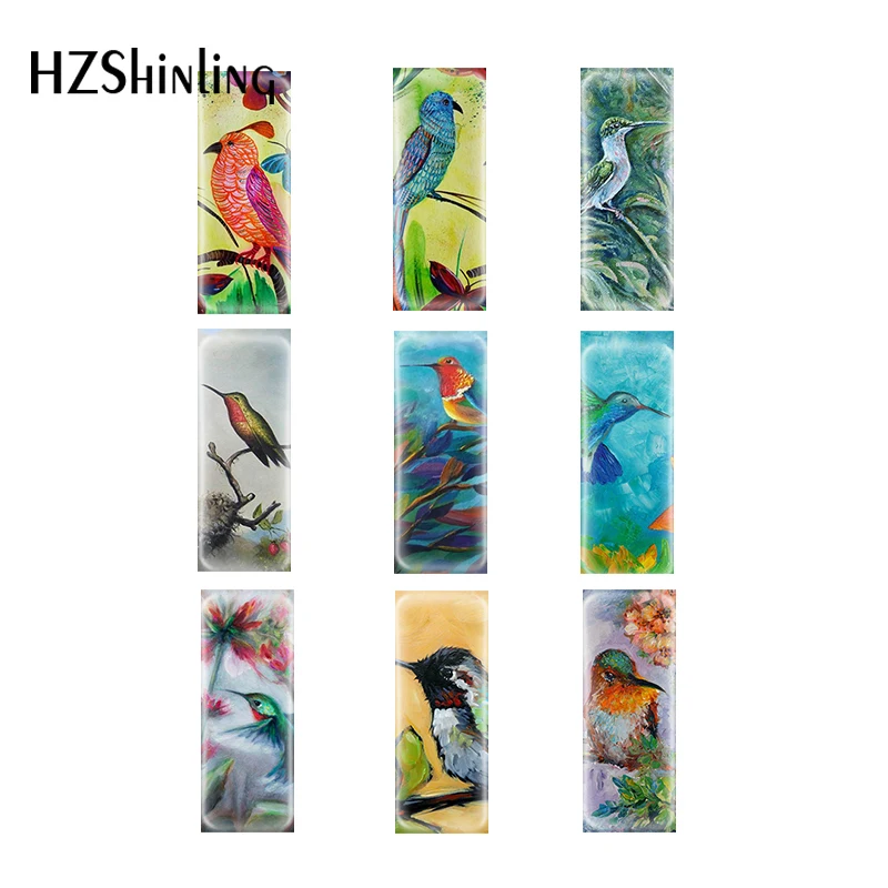 

Стеклянный кабошон с цветочным узором Колибри, ювелирные изделия, полуфабрикаты, 10 шт., 10 х25 мм