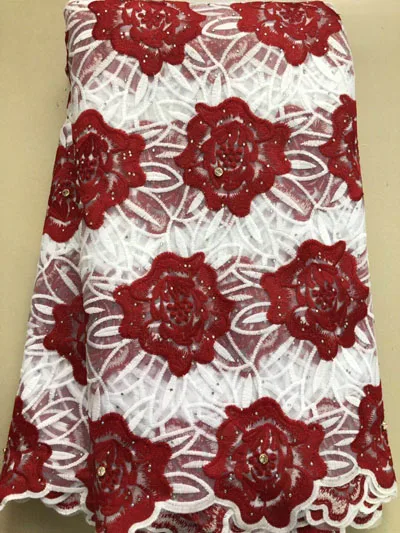 Новейшая нигерийская французская кружевная ткань с камнями вышитая бисером